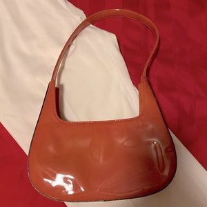 Vintage Kenneth Cole patent leather bag. Pink/Orange. Good condition